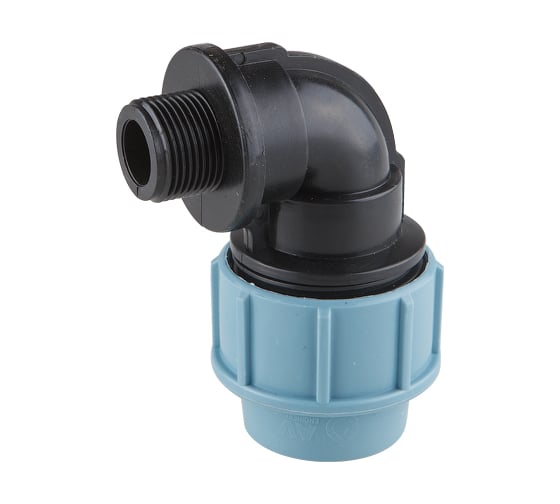 Изображение товара Угольник ПНД компрессионный с наружной резьбой (20 ммx3/4") AV Engineering AVE1032034