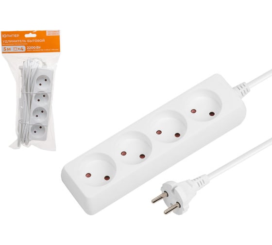 Изображение товара Удлинитель ЮПИТЕР 5 м 4 розетки 2,2 кВт JP8101-26