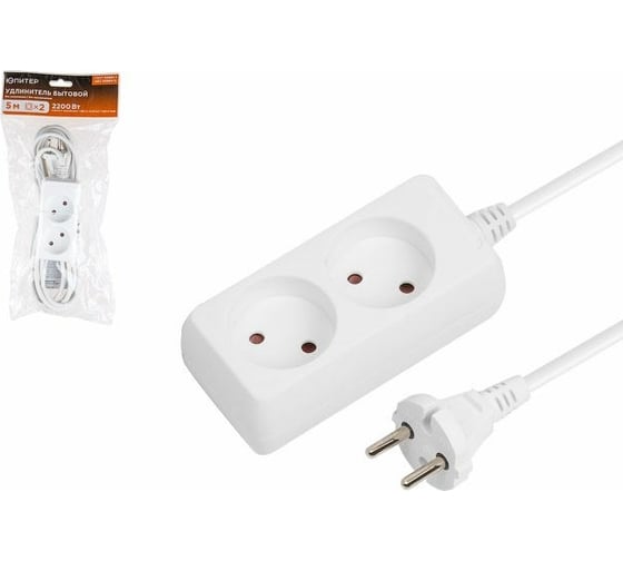 Изображение товара Удлинитель ЮПИТЕР 5 м 2 розетки 2,2 кВт белый JP8101-27