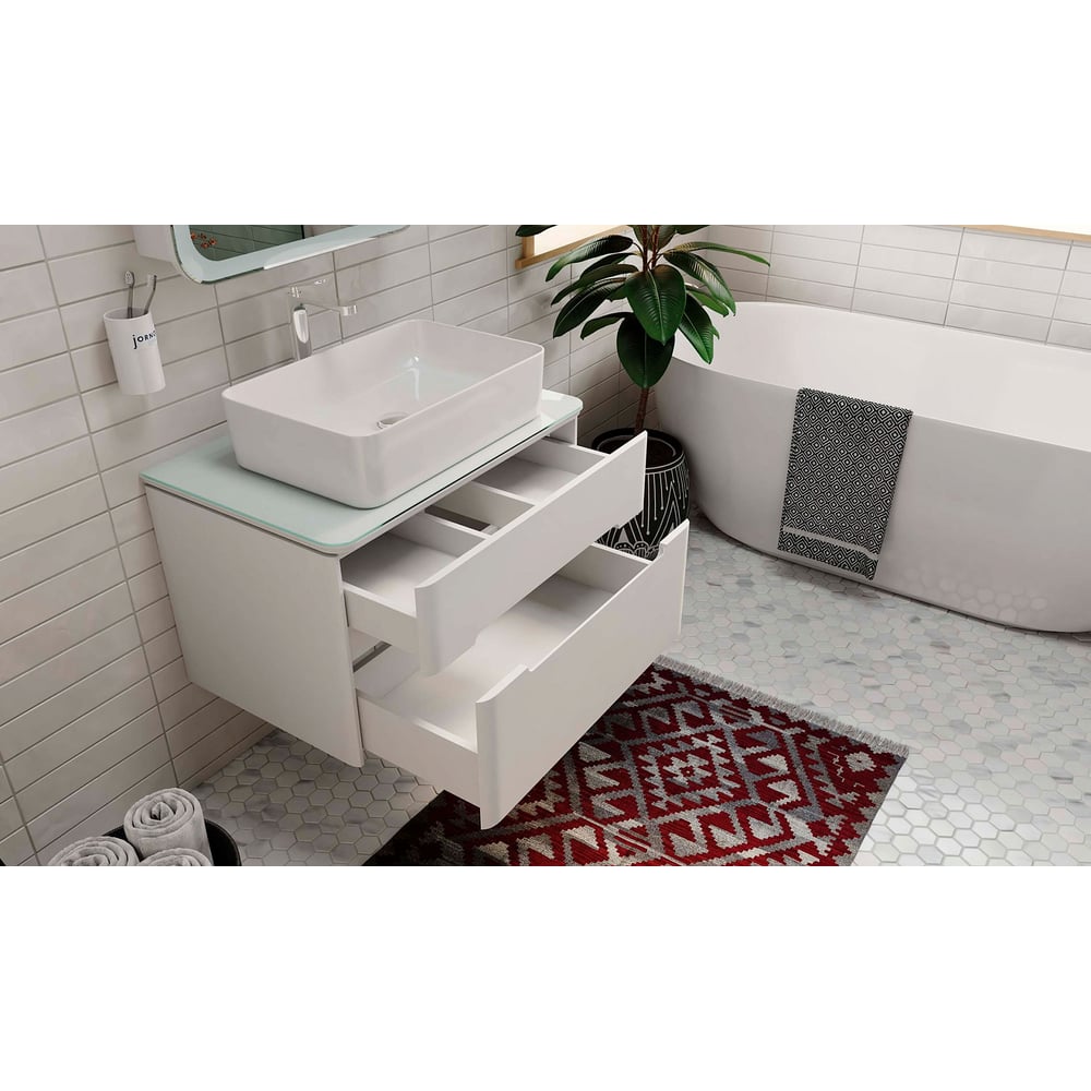 Изображение товара Подвесная тумба для ванной Bosko Jorno 75 с 2 ящиками белая современная