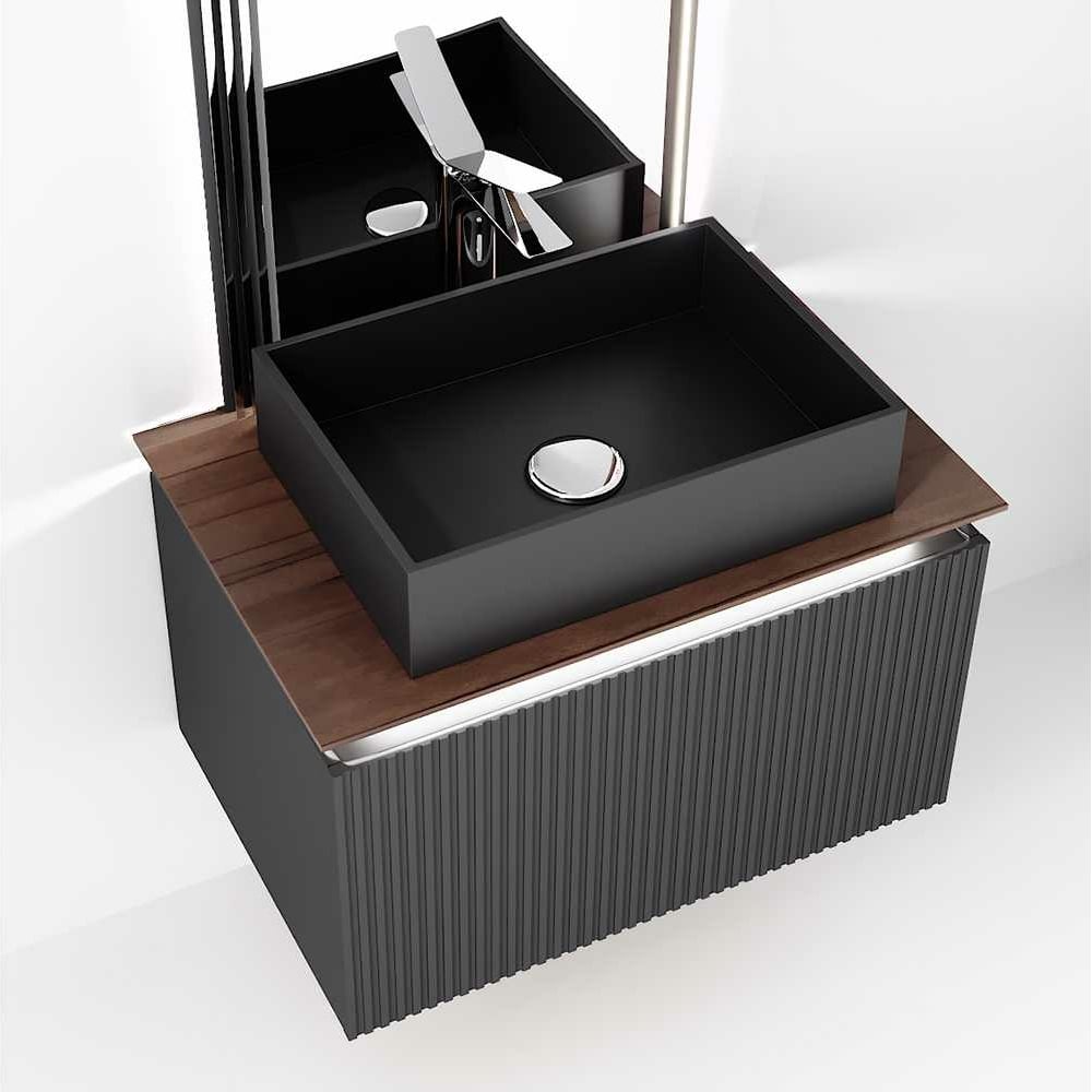 Изображение товара Подвесная тумба Jorno Strong 80 антрацит с двумя ящиками для ванной