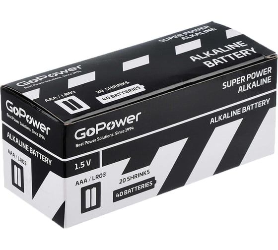 Изображение товара Батарейка GoPower LR03 AAA Alkaline 1.5V 40 штук 00-00015600