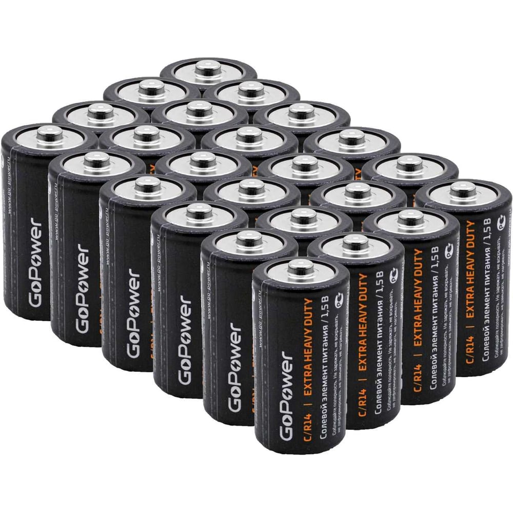Изображение товара Батарейки GoPower R14 C 1.5V 24 шт "Heavy Duty" солевые для устройств