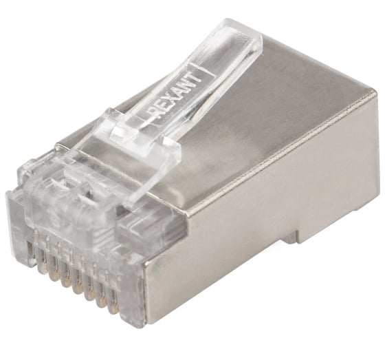 Изображение товара Сетевой разъем LAN на кабель REXANT штекер RJ-45 (8Р8С), под обжим, в экране, 10 шт. 06-0082-A10