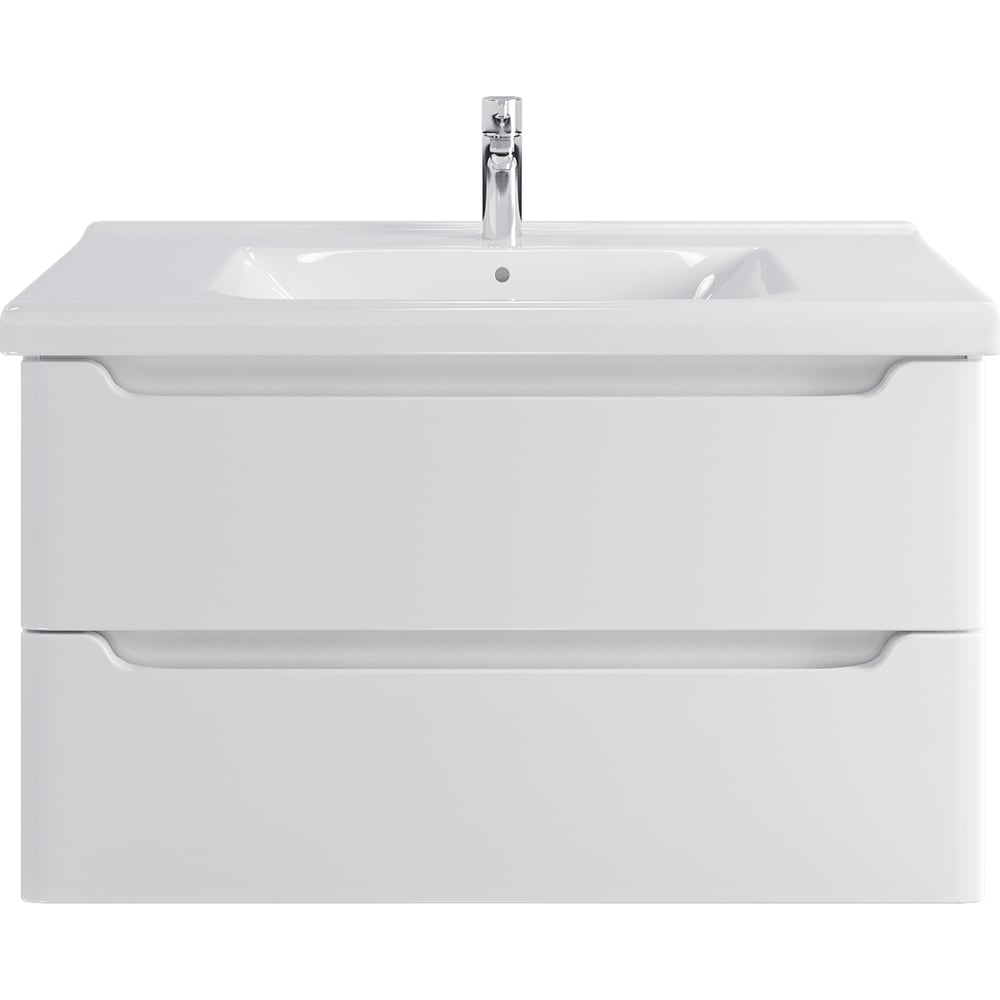 Изображение товара Комплект Sanstar Lanciano 100 подвесная тумба с раковиной белая современная глянцевая