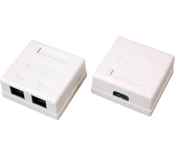 Изображение товара Сетевая розетка LAN REXANT на стену, 2 гнезда RJ-45 (8Р8С), 5e категории 06-0105-C