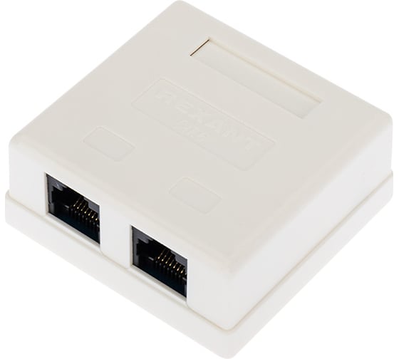 Изображение товара Компьютерная внешняя неэкранированная розетка REXANT 2-порта RJ-45 (8P8C), UTP категория 6 03-0136