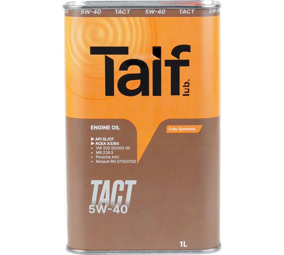 Изображение товара Моторное синтетическое масло Taif TACT, 5W-40, SL/CF, A3/B4, 1 л 211053