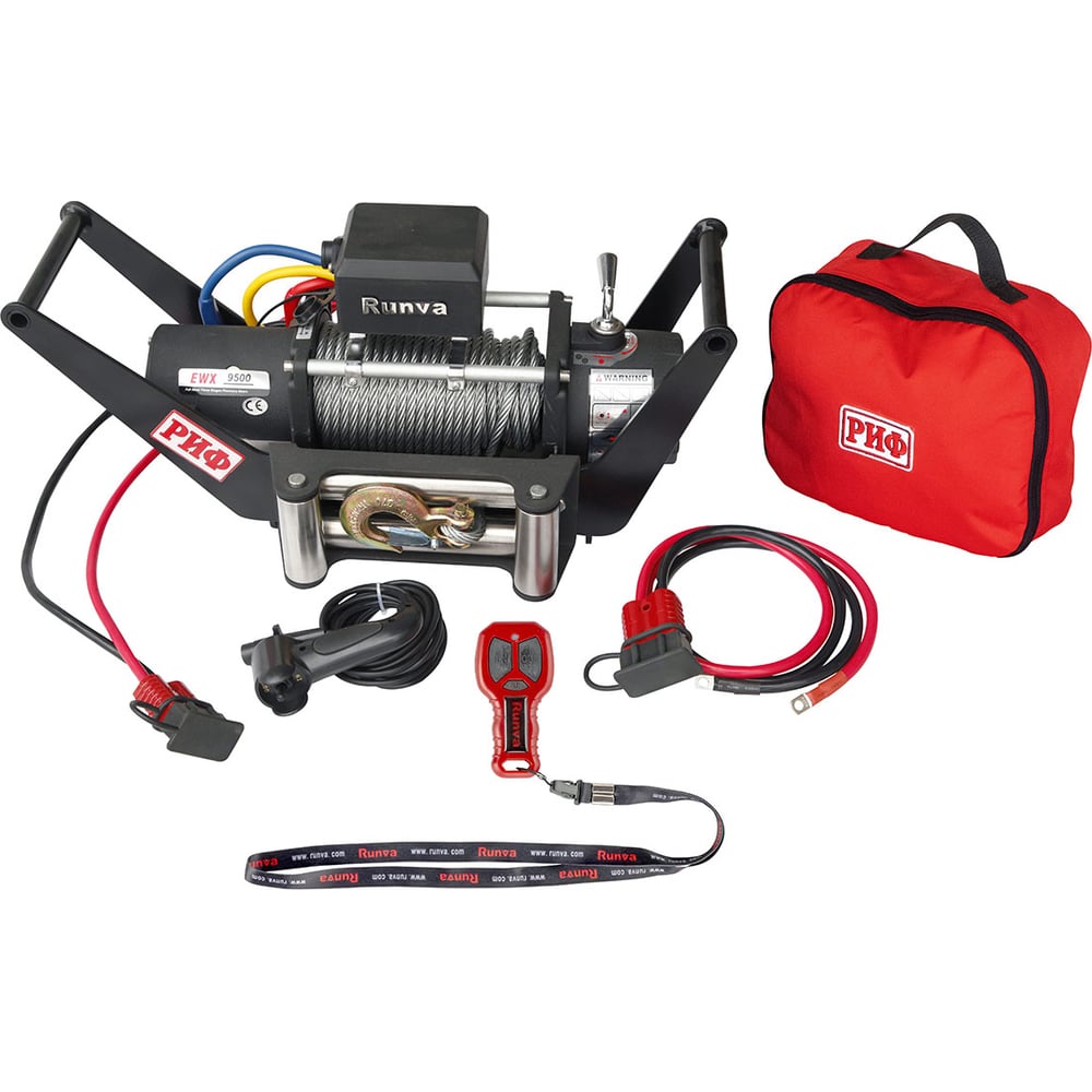Изображение товара Переносная лебедка РИФ 9500 с площадкой для фаркопа и проводами EWX9500S-KIT
