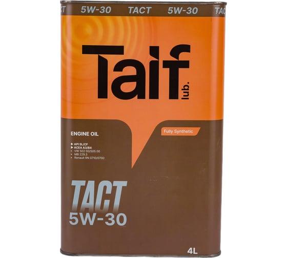 Изображение товара Моторное синтетическое масло Taif TACT, 5W-30, SL/CF, A3/B4, 4 л 211050