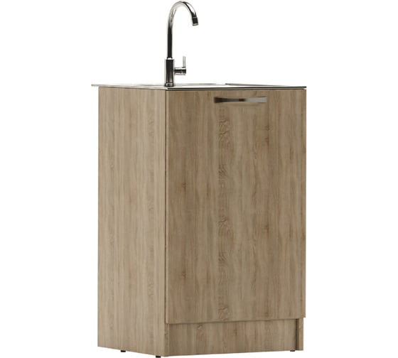 Изображение товара Тумба под нержавеющую мойку Домино Дуб Сонома 50x50, левая/правая D5050DS-1