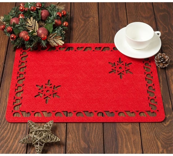 Изображение товара Сервировочная салфетка Доляна Снежинка, цвет красный, 40х26 см, фетр 4408866