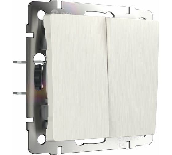 Изображение товара Двухклавишный проходной выключатель WERKEL W1122013 перламутровый рифленый a051185