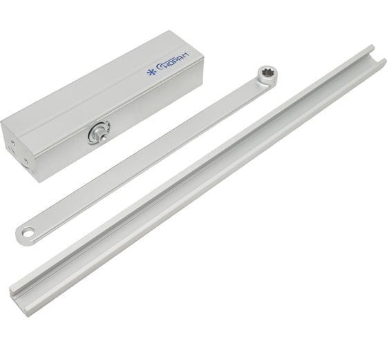 Изображение товара Дверной доводчик НОРА-М 830 Slider скользящая тяга, для дверей до 80 кг, серебро 18839