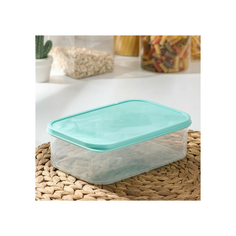 Изображение товара Пищевой контейнер Доляна 1,2л прямоугольный бирюзовый пластик