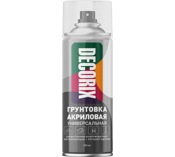 Изображение товара Аэрозольная акриловая грунтовка Decorix (матовая; бесцветная; 520 мл) 0108-31 DX
