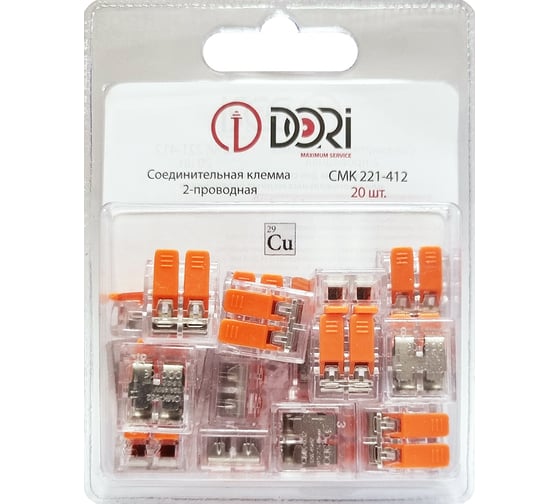 Изображение товара Соединительная 2-проводная клемма DORI СМК 221-412 (20 шт.) 46417
