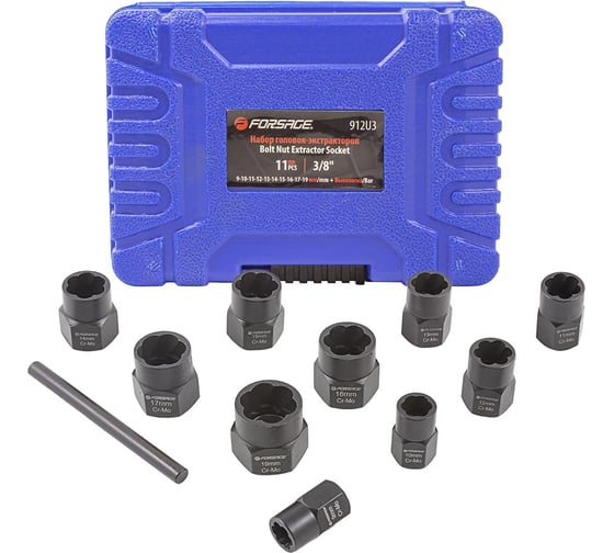 Изображение товара Набор головок-экстракторов 11 предметов для повреждённых болтов и гаек Forsage F-912U3(51105)