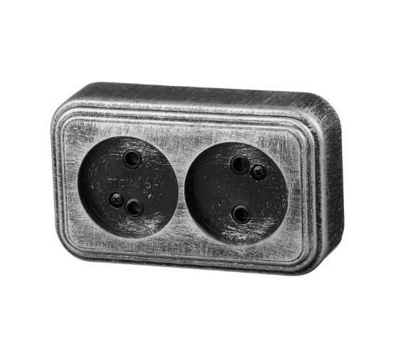 Изображение товара Розетка ЮПИТЕР двойная наружная Стандарт серебро JP7431-08