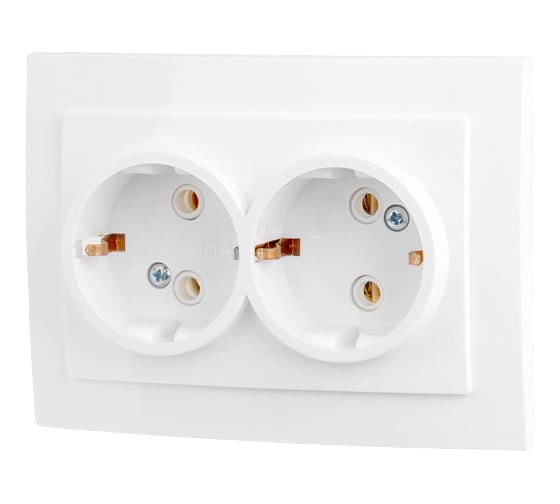 Изображение товара Розетка ЮПИТЕР двойная скрытая с заземлением Стандарт белая JP7420-03