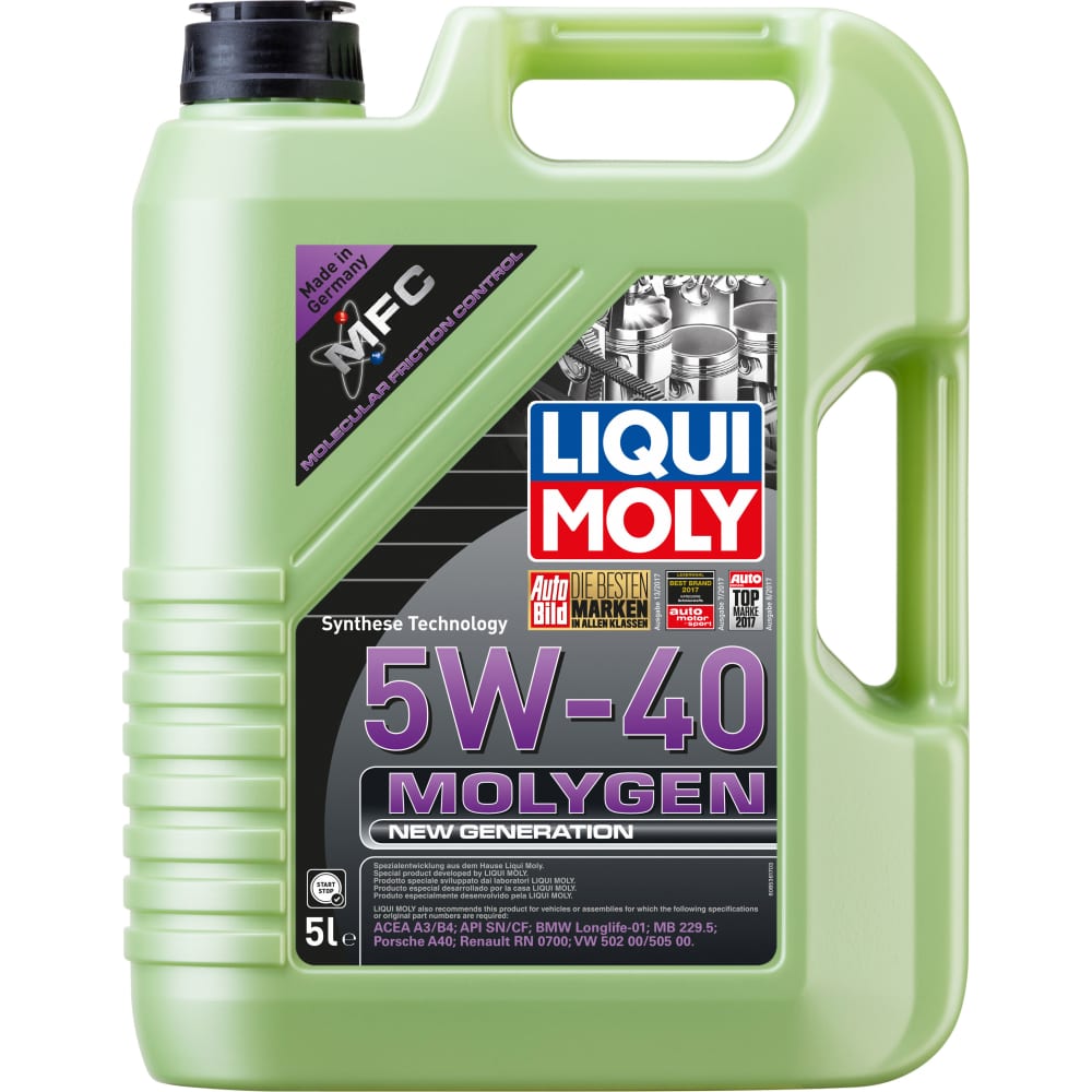 НС-синтетическое моторное масло LIQUI MOLY 5W40 8536 Molygen New Generation 5W-40 - фото 1