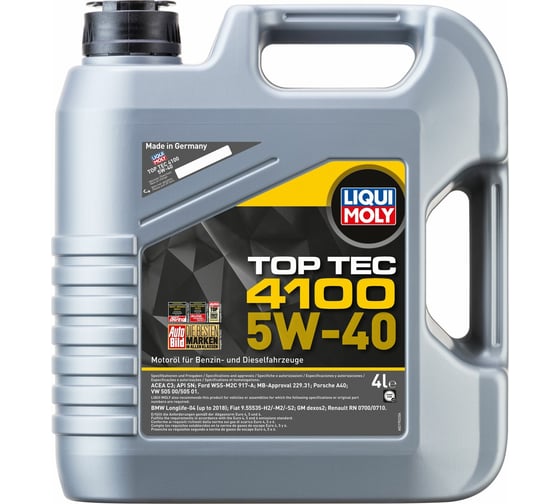 Изображение товара НС-синтетическое моторное масло LIQUI MOLY Top Tec 4100 5W-40 SN C3 4л 2195