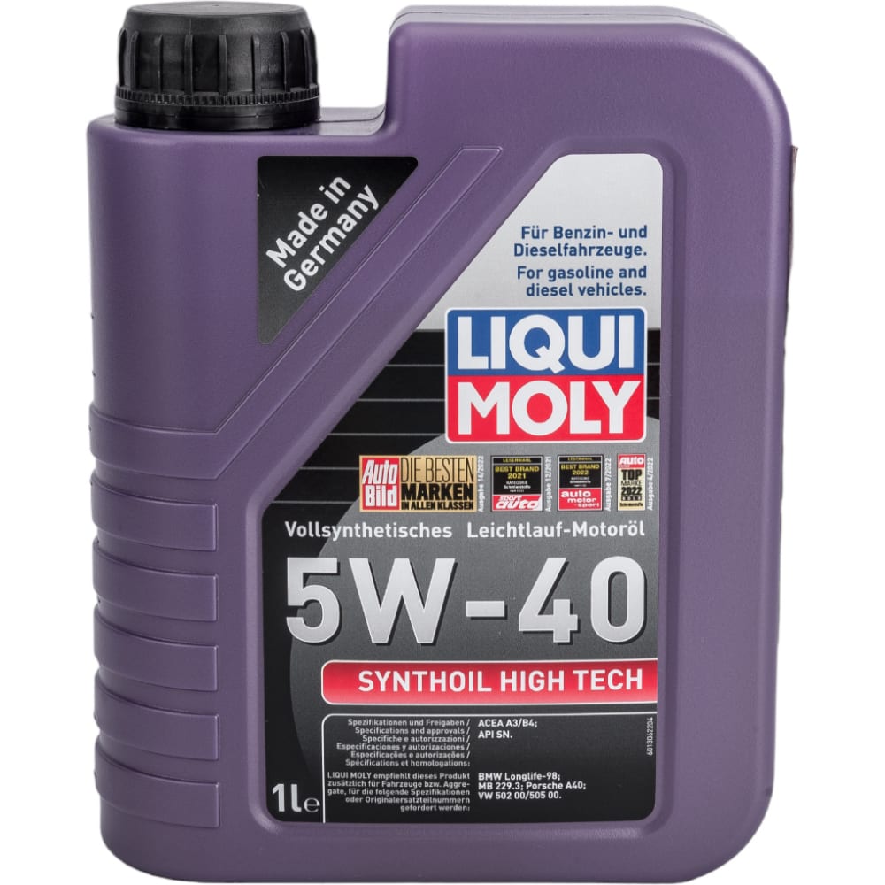 Синтетическое моторное масло LIQUI MOLY 5W40 1855 Synthoil High Tech 5W-40 SN A3/B4 - фото 1