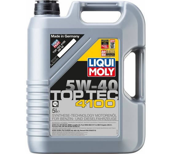 Изображение товара НС-синтетическое моторное масло Top Tec 4100 5W-40 SN C3, 5 л LIQUI MOLY 9511