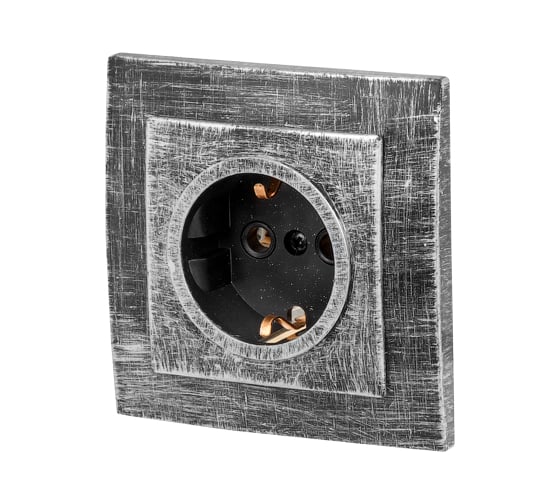 Изображение товара Розетка ЮПИТЕР скрытая с заземлением Стандарт серебро JP7424-01