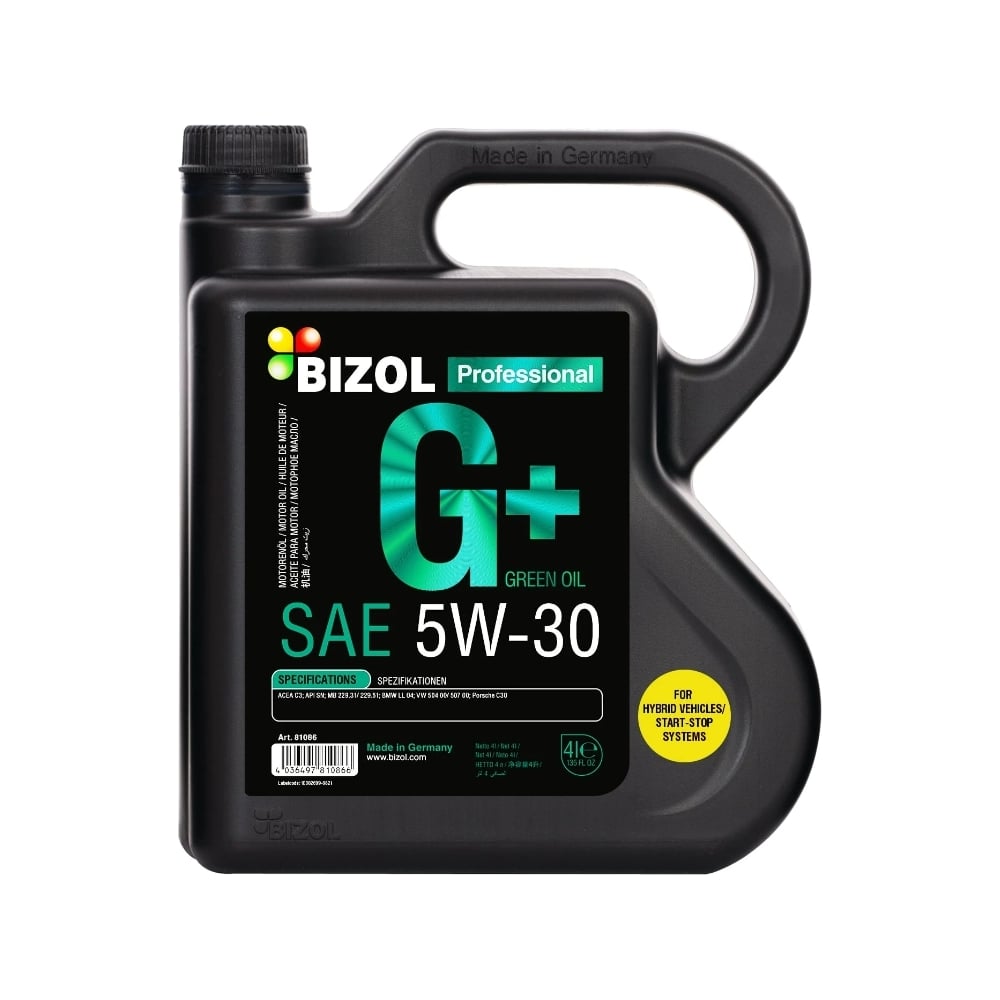 Синтетическое моторное масло Bizol 81076 bizol синт ое мот масло green oil 5w 20 sn a1 b1 gf 5 4л