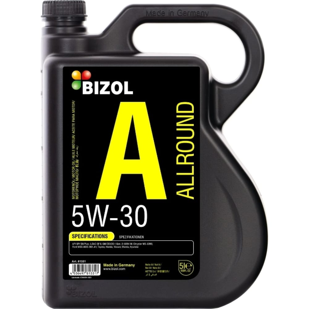 НС-синтетическое моторное масло Bizol 85122 bizol нс синт мот масло technology 5w 30 sn c3 20л