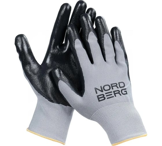 Изображение товара Полиэфирные перчатки NORDBERG 15 класс, серая основа/черное покрытие NPG1508GB