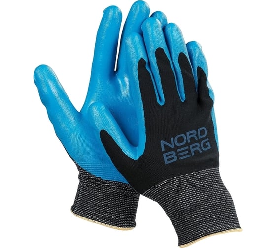 Изображение товара Полиэфирные перчатки NORDBERG 15 класс, черная основа/синее покрытие NPG1508BB