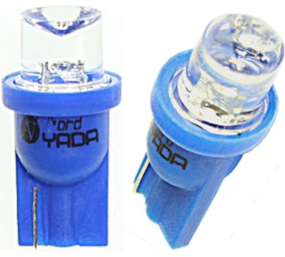 Изображение товара Светодиод Nord-Yada 12V T10-01 1LED W5W Base:BW2,1 х9,5D конус синий 0.13W 0.4lm 2 шт 900289