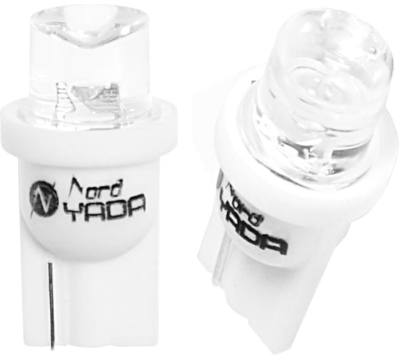 Изображение товара Светодиод Nord-Yada 12V T10-01 (1LED) W5W Base:BW2,1 х9.5D конус белый 0.18W 4lm 2 шт 900288