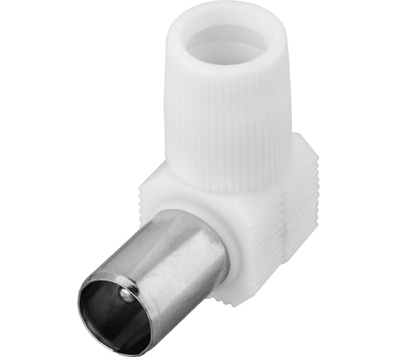 Изображение товара Антенный разъем REXANT штекер TV угловой, RG-6, белый 06-0014-A