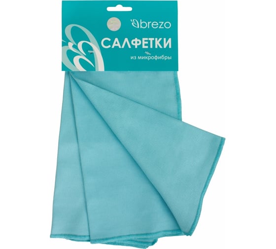 Изображение товара Гладкие салфетки BREZO гладкое плетение, микрофибра, цвет бирюзовый, 3 шт., арт. 95416