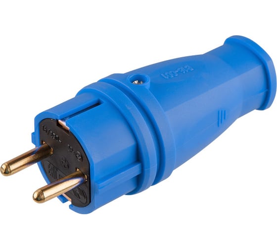 Изображение товара Электрическая вилка ЮПИТЕР прямая с заземлением 16 А 250 В синяя JP7602-03