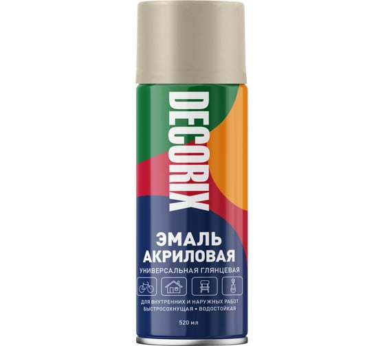 Изображение товара Аэрозольная акриловая эмаль Decorix (универсальная; бежевый; 520 мл) 0101-33 DX