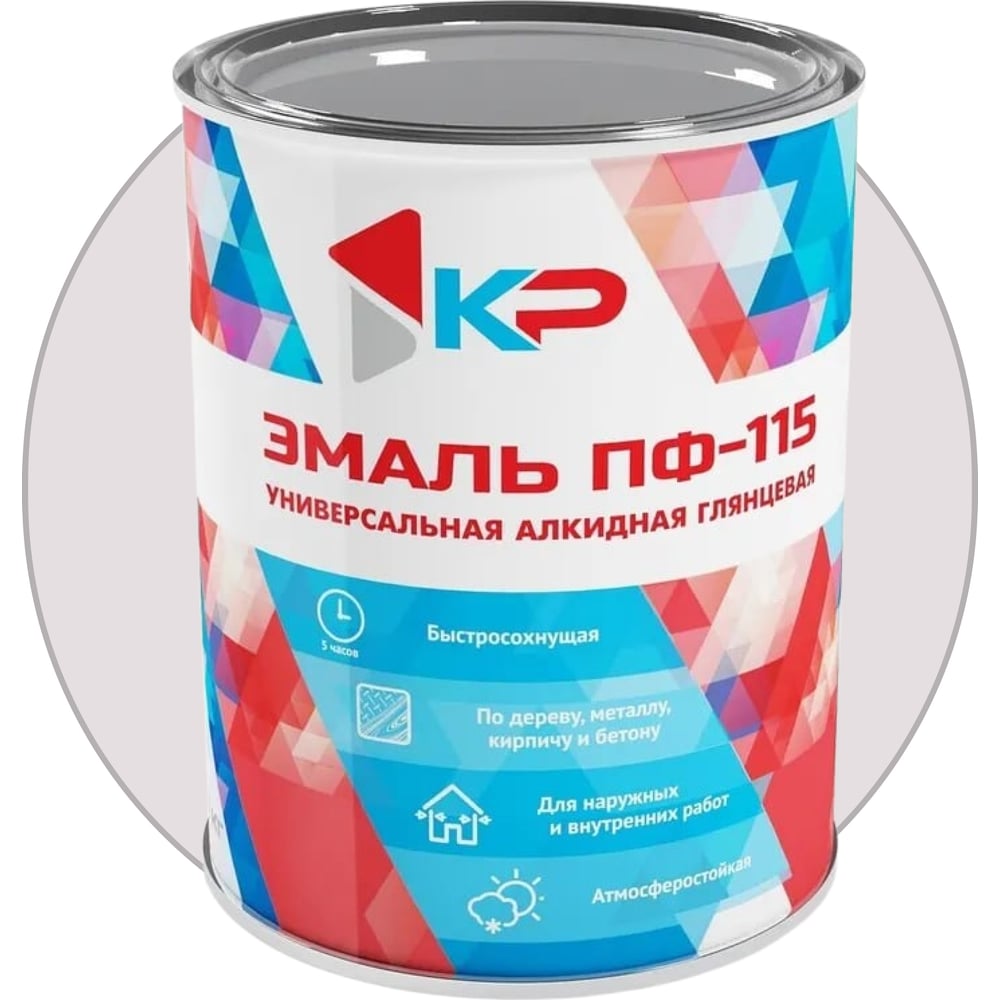 Изображение товара Быстросохнущая атмосферостойкая краска КР ПФ-115 белая 0,8 кг