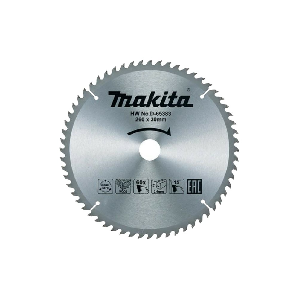 Пильный диск для дерева Makita D-65383 - фото 1