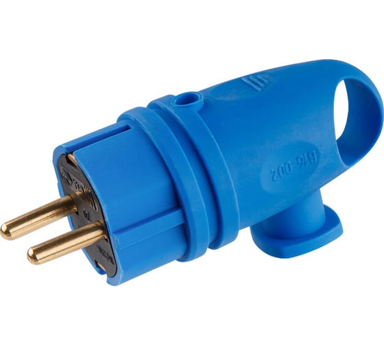 Изображение товара Электрическая вилка ЮПИТЕР угловая с заземлением 16 А 250 В синяя JP7602-05