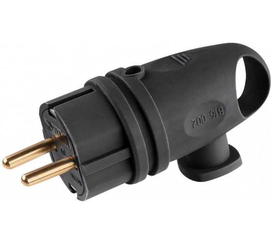 Изображение товара Электрическая вилка ЮПИТЕР угловая с заземлением 16 А 250 В черная JP7602-02