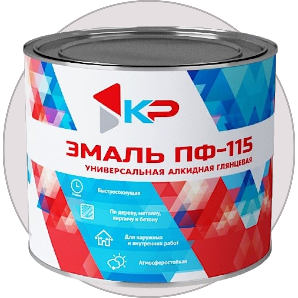Изображение товара Быстросохнущая краска КР ПФ-115 белая, 1.8 кг