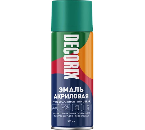 Изображение товара Аэрозольная акриловая эмаль Decorix (универсальная; изумрудный; 520 мл) 0101-37 DX