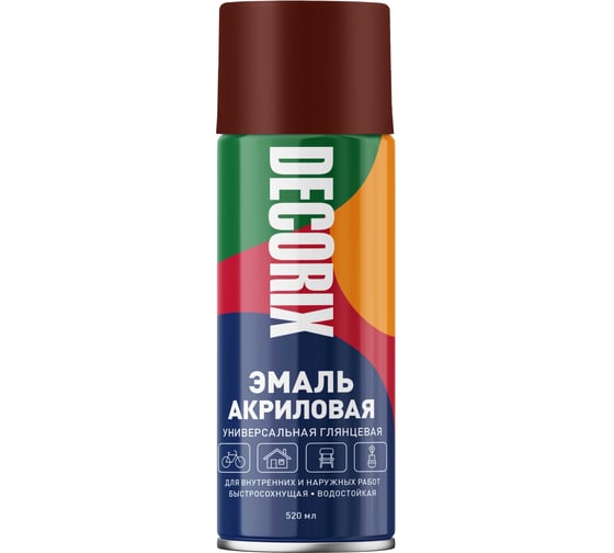 Изображение товара Аэрозольная акриловая эмаль Decorix (универсальная; коричневый; 520 мл) 0101-39 DX