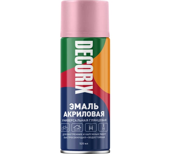 Изображение товара Аэрозольная акриловая эмаль Decorix (универсальная; розовый; 520 мл) 0101-26 DX