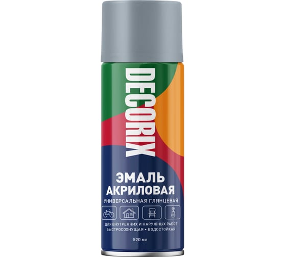 Изображение товара Аэрозольная акриловая эмаль Decorix (универсальная; светло-серый; 520 мл) 0101-27 DX