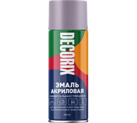 Изображение товара Аэрозольная акриловая эмаль Decorix (универсальная; светло-фиолетовый; 520 мл) 0101-36 DX