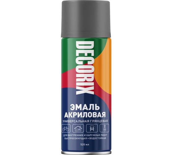 Изображение товара Аэрозольная акриловая эмаль Decorix (универсальная; темно-серый; 520 мл) 0101-28 DX